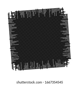 Grados celulares, retirados, celosías. Cuadrícula, elemento de malla. matriz de líneas de intersección de superposición de bisectas, franjas. patrón geométrico monocromo, elemento blanco y negro. Intersectar franjas rectas, paralelas