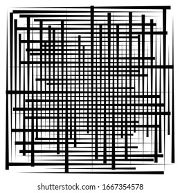 Cellular, reticulated grate, lattice. Grid, mesh element. array of bisect overlap intersect lines, stripes. geometric monochrome, black and white element, pattern. Intersect straight, parallel stripes