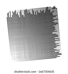 Cellular, reticulated grate, lattice. Grid, mesh element. array of bisect overlap intersect lines, stripes. geometric monochrome, black and white element, pattern. Intersect straight, parallel stripes