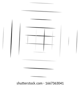 Zelluläres, retikulatiertes Grate, Gitter. Gitter, Maschenelement. Reihe von Keksen überlappen Schnittlinien, Streifen. geometrisches einfarbiges, schwarz-weißes Element, Muster. Zwischengerade, parallele Streifen
