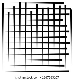 Cellular, reticulated grate, lattice. Grid, mesh element. array of bisect overlap intersect lines, stripes. geometric monochrome, black and white element, pattern. Intersect straight, parallel stripes
