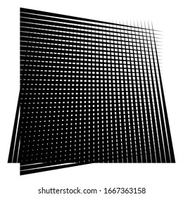 Cellular, reticulated grate, lattice. Grid, mesh element. array of bisect overlap intersect lines, stripes. geometric monochrome, black and white element, pattern. Intersect straight, parallel stripes