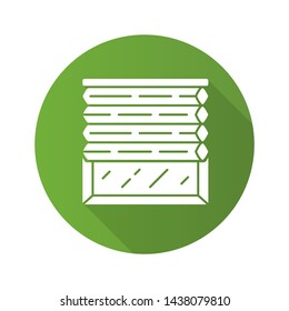Cellular shades flat design long shadow glyph icon. Window blinds. Room darkening motorized jalousie. Office, kitchen, bedroom interior decoration. Living room design. Vector silhouette illustration