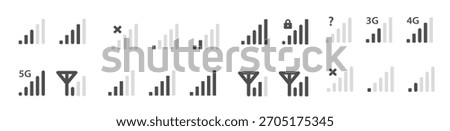 Cellular signal icon set. Suitable for design element smartphone signal bar and cellular signal strength indicator