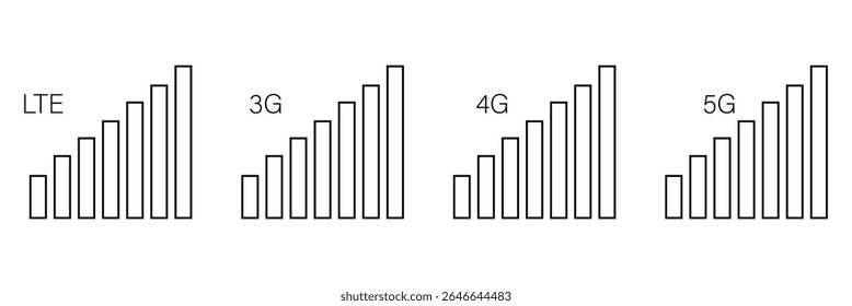 Cellular signal level. isolated mobile network strength. wireless connection symbol on white background. outline illustration of cellphone indicator. vector eps 10. 