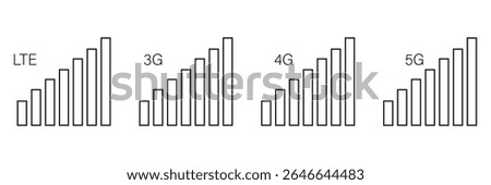 Cellular signal level. isolated mobile network strength. wireless connection symbol on white background. outline illustration of cellphone indicator. vector eps 10. 
