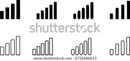 Cellular signal level. isolated mobile network strength. wireless connection symbol on white background. outline illustration of cellphone indicator. vector eps 10. 