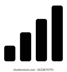 Ícone do vetor de intensidade do sinal celular. Símbolo de rede móvel ou conexão sem fio para comunicação, tecnologia ou design de interface. Ilustração em preto isolada sobre fundo branco.