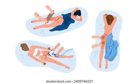 cellulite anticellulite massage  vector.  wood leg, treatment legs, spa model cellulite anticellulite massage character. people flat cartoon illustration