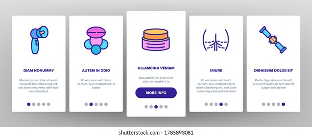 Vector de pantalla de la aplicación móvil de Cellulite Combat Tool Onboarding. Equipos Cosméticos Y De Masajeador De Crema Anticelulítica, Ilustraciones De Cuerpo De Investigación De Celulitis Y Grasa