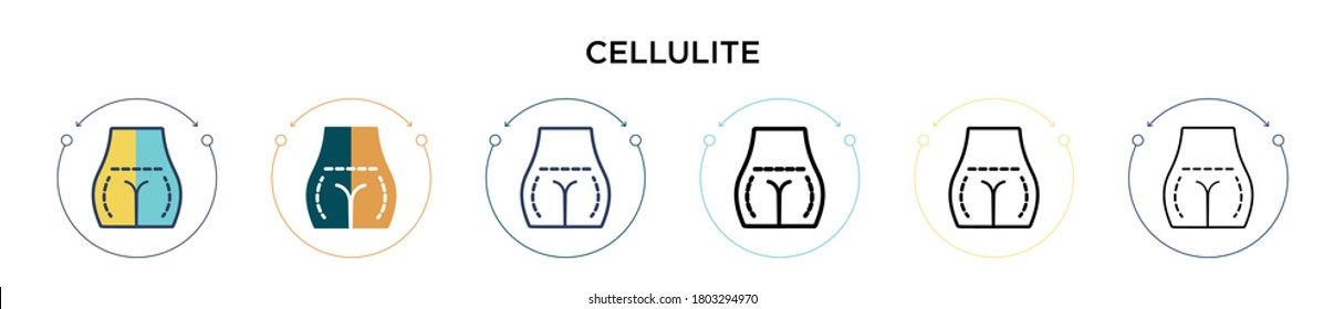 Cellulite Icon In Filled, Thin Line, Outline And Stroke Style. Vector Illustration Of Two Colored And Black Cellulite Vector Icons Designs Can Be Used For Mobile, Ui, Web