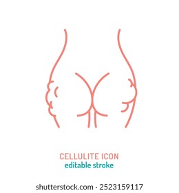 Cellulite outline icon. Gynoid lipodystrophy linear pictogram. Adiposis edematosa symbol. Editable stroke. Medical, healthcare concept. Vector illustration isolated on a white background