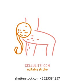 Cellulite outline icon. Gynoid lipodystrophy linear pictogram. Adiposis edematosa symbol. Editable stroke. Medical, healthcare concept. Vector illustration isolated on a white background