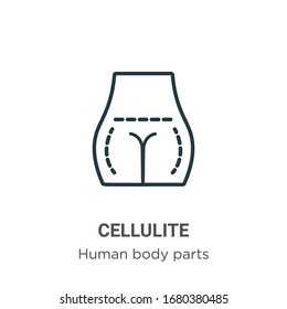 Cellulite Outline Vector Icon. Thin Line Black Cellulite Icon, Flat Vector Simple Element Illustration From Editable Human Body Parts Concept Isolated Stroke On White Background