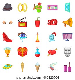 Celluloid icons set. Cartoon set of 25 celluloid vector icons for web isolated on white background