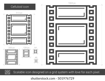 Celluloid vector line icon isolated on white background. Celluloid line icon for infographic, website or app. Scalable icon designed on a grid system.