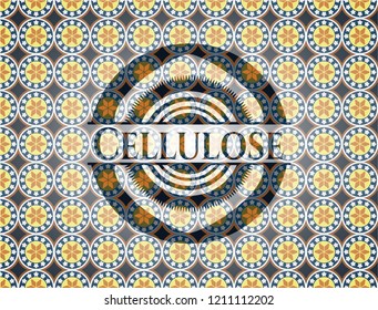 Cellulose arabic badge background. Arabesque decoration.