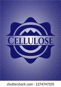 Cellulose badge with denim background