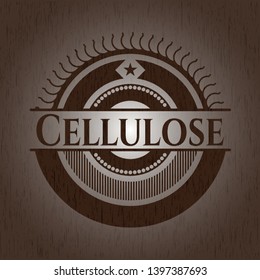 Cellulose realistic wood emblem. Vector Illustration.