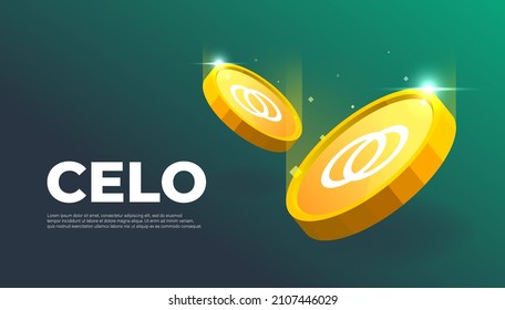 Celo Coin banner. CELO coin cryptocurrency concept banner background.