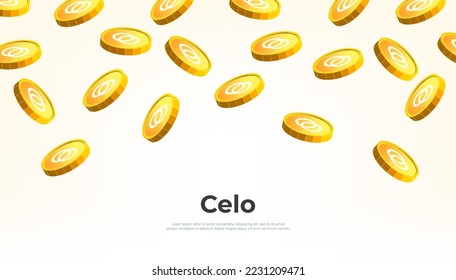 CELO coin falling from the sky. CELO cryptocurrency concept banner background.