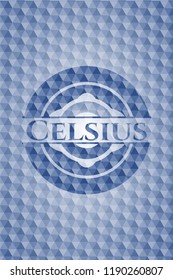 Celsius blue polygonal emblem.