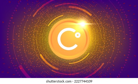 Fondo del banner del concepto de criptografía de moneda de Celsius (CEL).