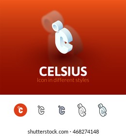 Celsius color icon, vector symbol in flat, outline and isometric style isolated on blur background