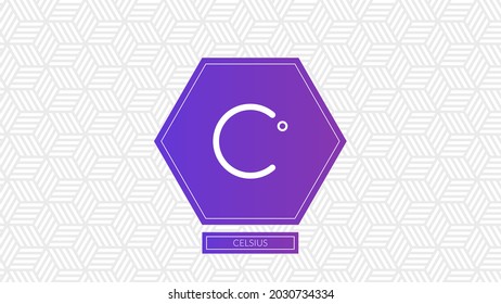 Celsius cryptocurrency logo isolated on gradient pattern background.