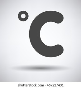 Celsius degree icon on gray background with round shadow. Vector illustration.