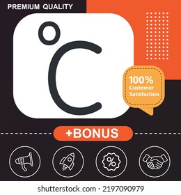 Celsius degree icon. With orange and black background