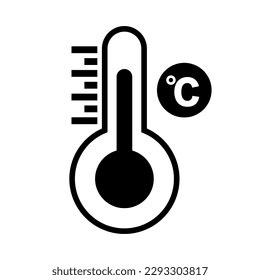 Celsius degree thermometer silhouette icon. Vector.