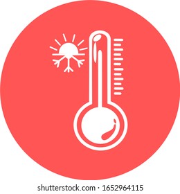 Celsius or fahrenheit meteorology thermometers measuring heat or cold, vector illustration. Thermometer equipment showing hot or cold weather. Medicine thermometer in flat style. Thermometer icon logo