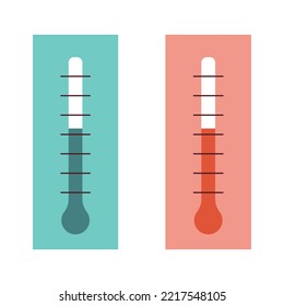 Celsius and fahrenheit meteorology thermometers measuring heat and cold, vector illustration. Thermometer equipment showing hot or cold weather.