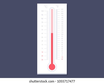 Celsius and Fahrenheit thermometer. Flat design. Vector illustration