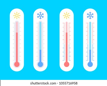 Celsius and Fahrenheit thermometers. Flat design vector illustration