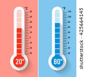 Celsius and Fahrenheit thermometers. Vector. 