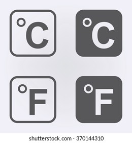 Celsius icon and Fahrenheit icon set . Vector illustration