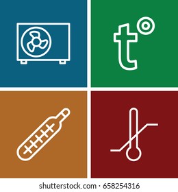 Celsius icons set. set of 4 celsius outline icons such as thermometer, air conditioner