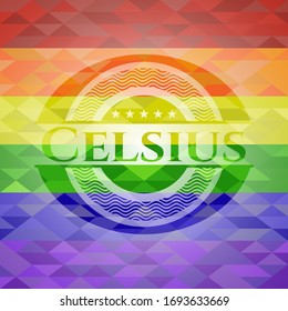 emblema de colores Celsius lgbt. Ilustración vectorial. Mosaico.
