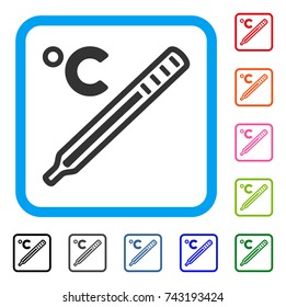 Celsius Mercury Thermometer icon. Flat gray iconic symbol in a light blue rounded frame. Black, gray, green, blue, red, orange color versions of Celsius Mercury Thermometer vector.