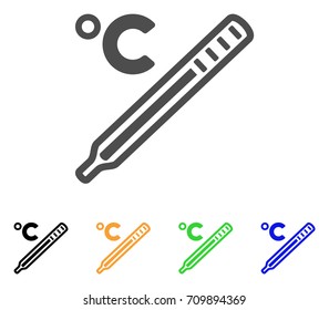 Celsius Mercury Thermometer vector pictogram. Style is a flat graphic symbol in gray, black, yellow, blue, green color versions. Designed for web and mobile apps.