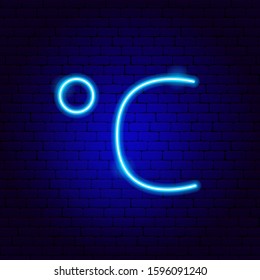 Celsius Neon Sign. Vector Illustration of Weather Promotion.