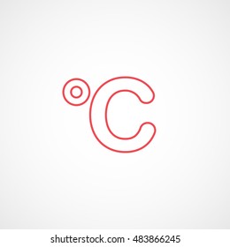 Celsius Red Line Icon On White Background