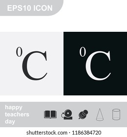 Celsius symbol flat black and white vector icon.
