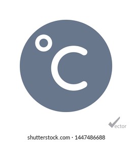 The celsius temperature flat vector icon. . Weather, hot and cold climate for web site, mobile app design.Medicine thermometer. The sign of the celsius temperature.