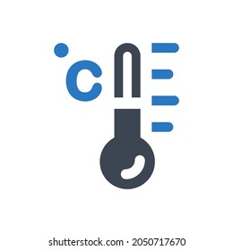 Icono de temperatura Celsius sobre fondo blanco