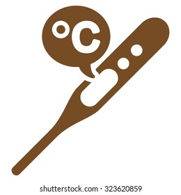 Celsius Temperature vector icon. Style is flat symbol, brown color, rounded angles, white background.