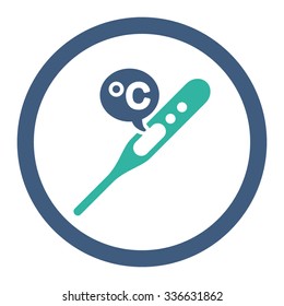 Celsius Temperature vector icon. Style is bicolor flat rounded symbol, cobalt and cyan colors, rounded angles, white background.