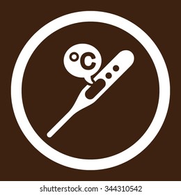 Celsius Temperature vector icon. Style is flat rounded symbol, white color, rounded angles, brown background.